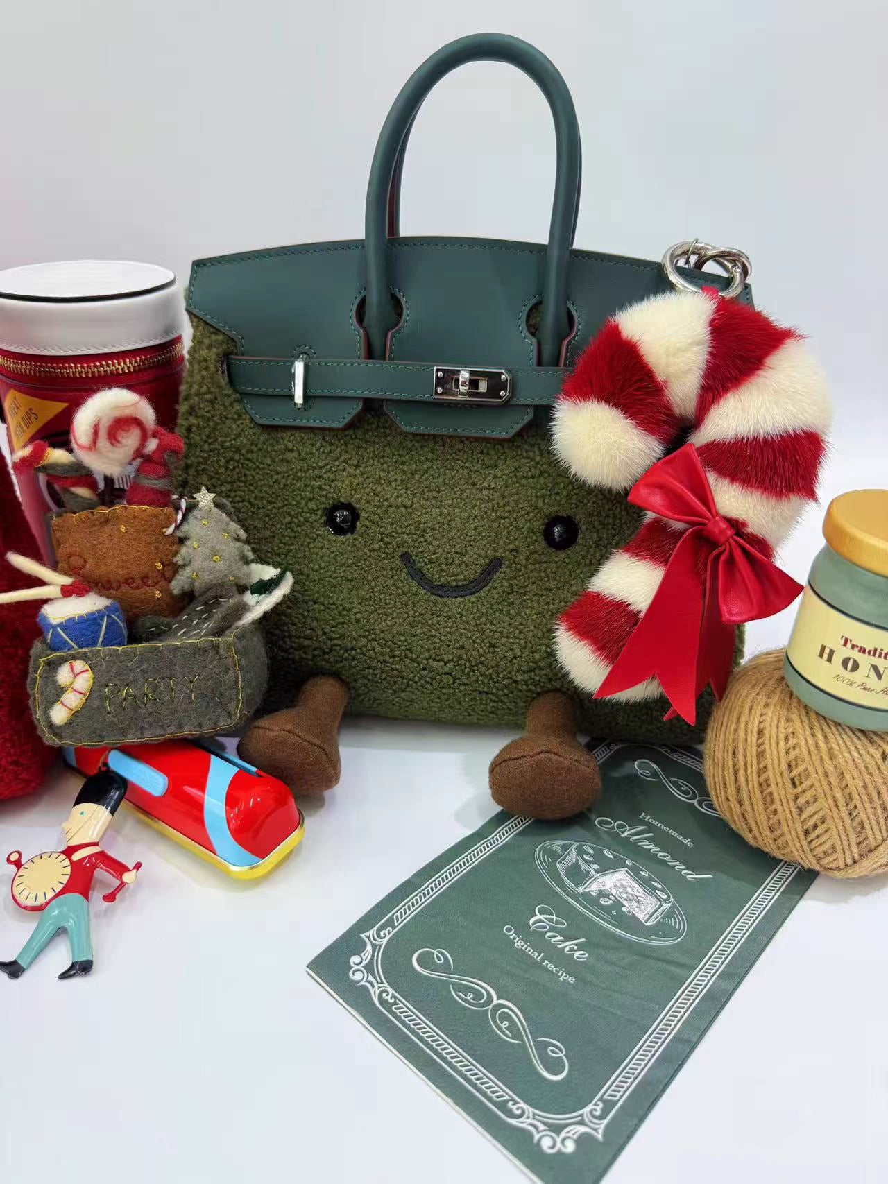 Christmas BikinCat Handmade Bag In Genuine Leather Size M