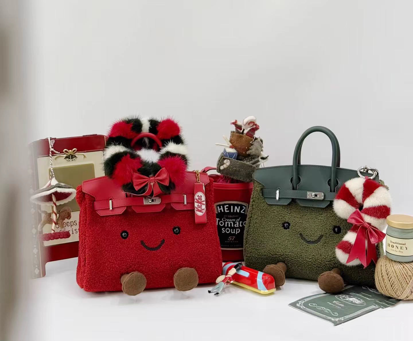 Christmas BikinCat Handmade Bag In Genuine Leather Size M